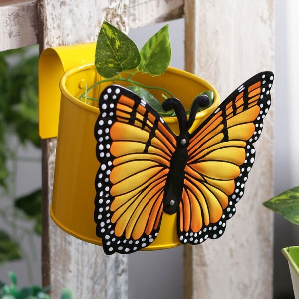 Butterfly Yellow Metal Pot Planter
