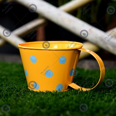 Cup metal planter yellow small